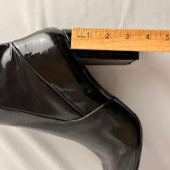 ALDO Black Patent Leather Round Pointed Toe Block Heel Ankle Boots Size 11 - Picture 13 of 13